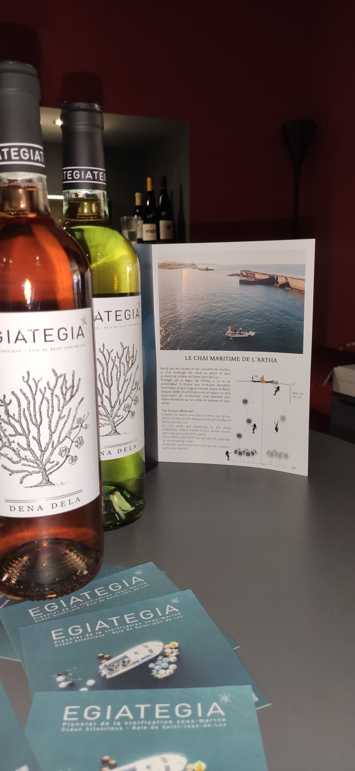 Brochure Egiategia - Vinification sous marine - Vin rosé, blanc et rouge - Cave Le Pif en l'Air à Rennes